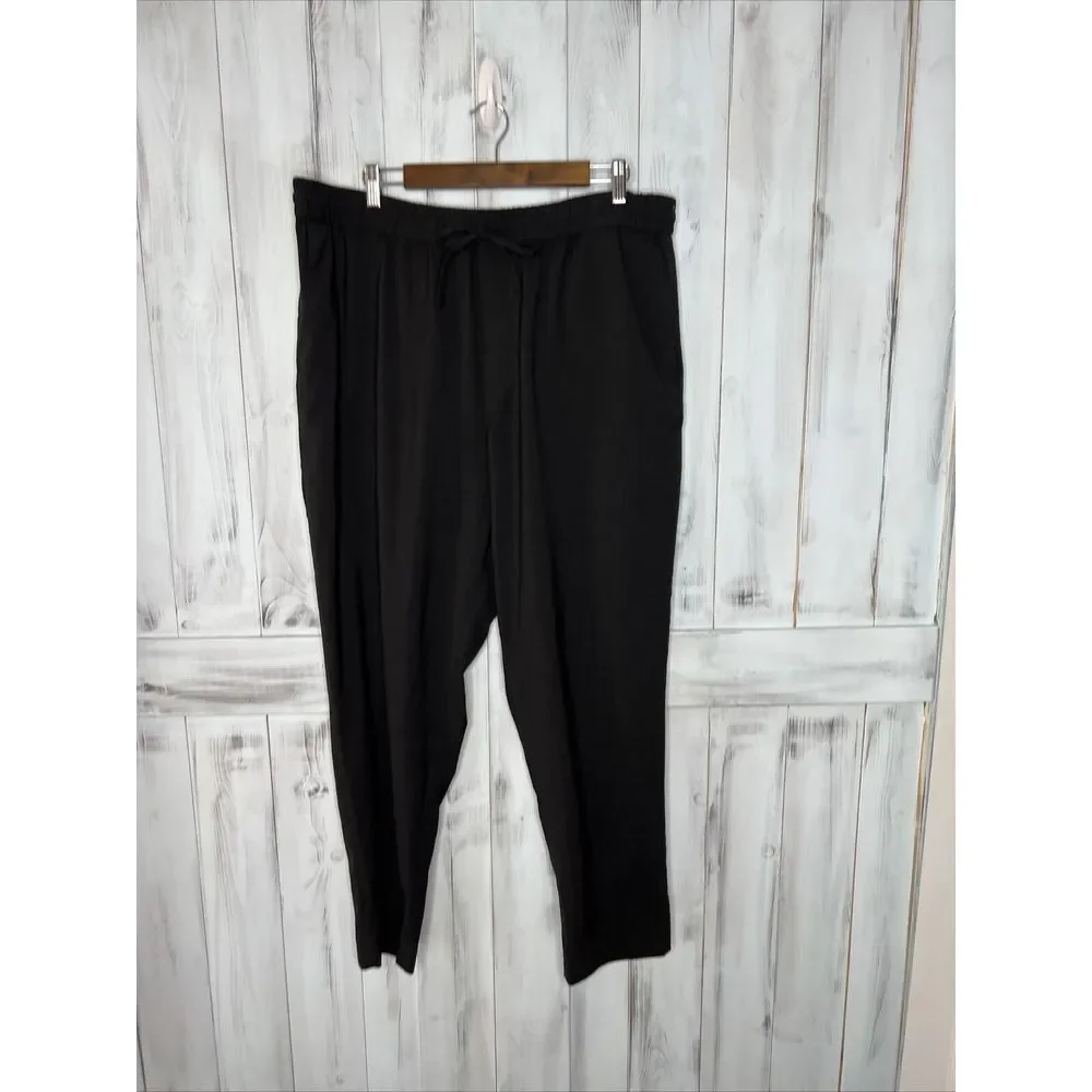 BANANA REPUBLIC BLACK ATHLETIC TAPERED MARZOTTO WOOL DRAWSTRING BEACH‎ PANTS XL